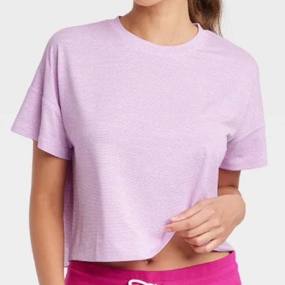 Womens all in motion weathered purple textured crop top xxl new with tags